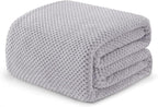 Exclusivo Mezcla Fleece Bed Blanket Queen Size, Super Soft and Warm Blankets for Couch, Sofa and Bed Waffle Textured, Cozy, Fuzzy and Lightweight (Light Grey, 90x90 Inches)