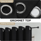 Joydeco Blackout Patio Sliding Door Curtains 84 Inches Long, Grommet Privacy Room Divider Curtains, Extra Wide Thermal Blackout Drapes for Bedroom Living Room (Black, 70Wx84L, 1 Panel)