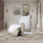 Easy-Going Recliner Chair Slipcover Reversible Sofa Cover Water Resistant Couch Cover Furniture Protector with Elastic Straps for Pets Dog (Recliner 22 inch, White/White)