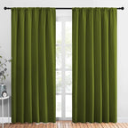 NICETOWN 2 Panels Blackout Curtains, Rod Pocket Thermal Insulated Drapes 84 inches Long, Easy-Care Modern Home Decoration Sunshades for Guest Room, Living Room, Office, 62 x 84 Inch, Olive Green