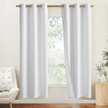 NICETOWN 100% Absolutely Blackout Linen Curtains with Thermal Insulated White Liner, White, 42 inches Wide, 72 inches Length Energy Saving Curtains for Living Room 2 Panels Set, Vertical Blinds