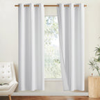NICETOWN 100% Absolutely Blackout Linen Curtains with Thermal Insulated White Liner, White, 42 inches Wide, 72 inches Length Energy Saving Curtains for Living Room 2 Panels Set, Vertical Blinds