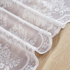 YJ YANJUN Vintage Lace Curtains 36 inch Length Country White Cafe Kitchen Sheer Short Curtain Panels for Bathroom - 2 Panels 26 x 36 Inch Light Filtering