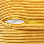 MIULEE Golden Yellow Corduroy Pillow Covers 16x16 Inch with Splicing Set of 2 Soft Boho Striped Pillow Covers Broadside Decorative Textured Summer Pillowcases for Couch Cushion Bed Livingroom
