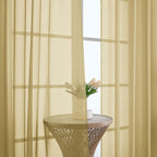 OWENIE Gold Sheer Curtains 120 Inches Long 2 Panels Set, Airy Lightweight Sheer Gold Curtains for Living Room Bedroom, Farmhouse Voile Filmy Rod Pocket Curtains Drapes, 2 Pcs, Each 59" Wx120 L Inch