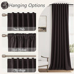Guken Cocoa Coffee 100% Blackout Linen Curtains 120 Inch Length 2 Panels Set for Living Room Bedroom Back Tab/Rod Pocket Thermal Insulated Farmhouse Black Out Drapes Room Darkening,52x120