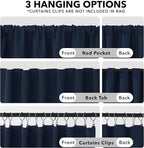 Deconovo Back Tab and Rod Pocket Drapes and Curtains Short Blackout Curtains for Kitchen Windows 42Wx54L Inch Navy Blue 2 Panels