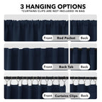 Deconovo Solid Back Tab and Rod Pocket Curtains Blackout Curtains Thermal Insulated Drapes Room Darkening Curtains for Living Room 52Wx84L Inch Navy Blue 2 Panels