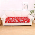 hyha Printed Couch Cushion Covers, Floral Sofa Covers Washable for 3 Cushion Couch, Stretch Pattern Outdoor Cushion Covers for Patio Furniture with Elastic Bottom(Large, Christmas Snowflakes)