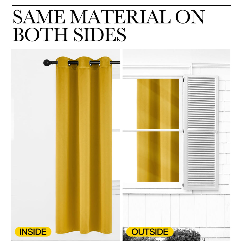 NICETOWN Gold Blackout Cafe Faux Silk Curtains for Small Windows, 42" Wide by 63" Long, 2 Panels, Grommet Privacy Blackout Satin Drapes for Home Decoration