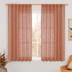 LAMIT Terracotta Linen Semi Sheer Curtains 45 Inch for Bedroom Window