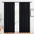 NICETOWN Black Out Window Curtains - Solid Home Decor Thermal Insulated Blackout Drapes for Bedroom, Privacy Assured Patio Window Treatment (2 Panels, 52 inches Wide by 84 inches Long)
