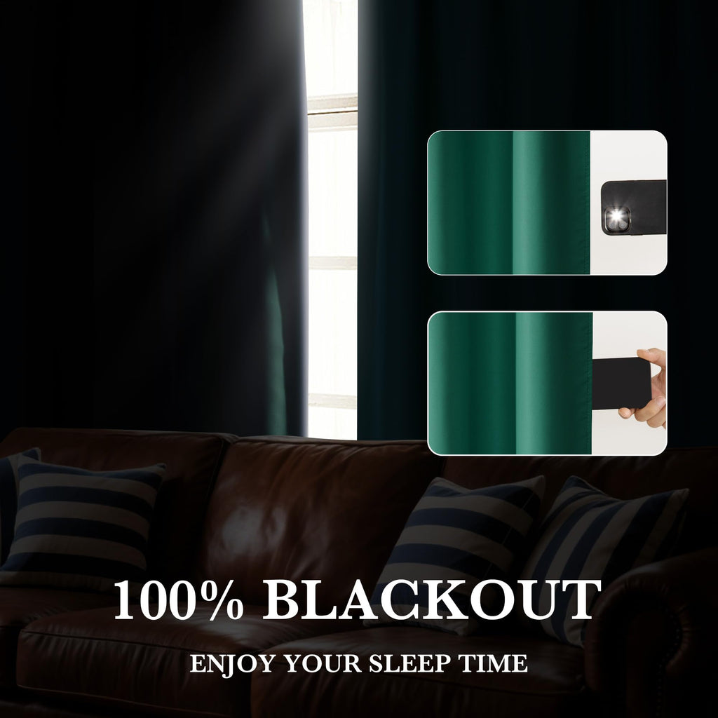 RYB HOME 100% Blackout Short Curtains for Small Window, Thermal Insulated