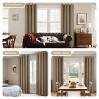Joydeco Blackout Curtains 90 Inch Length 2 Panels Set, Thermal Insulated Long Curtains& Drapes 2 Burg, Room Darkening Grommet Drapes for Living Room Bedroom Window (W52 x L90 Inch, Khaki)