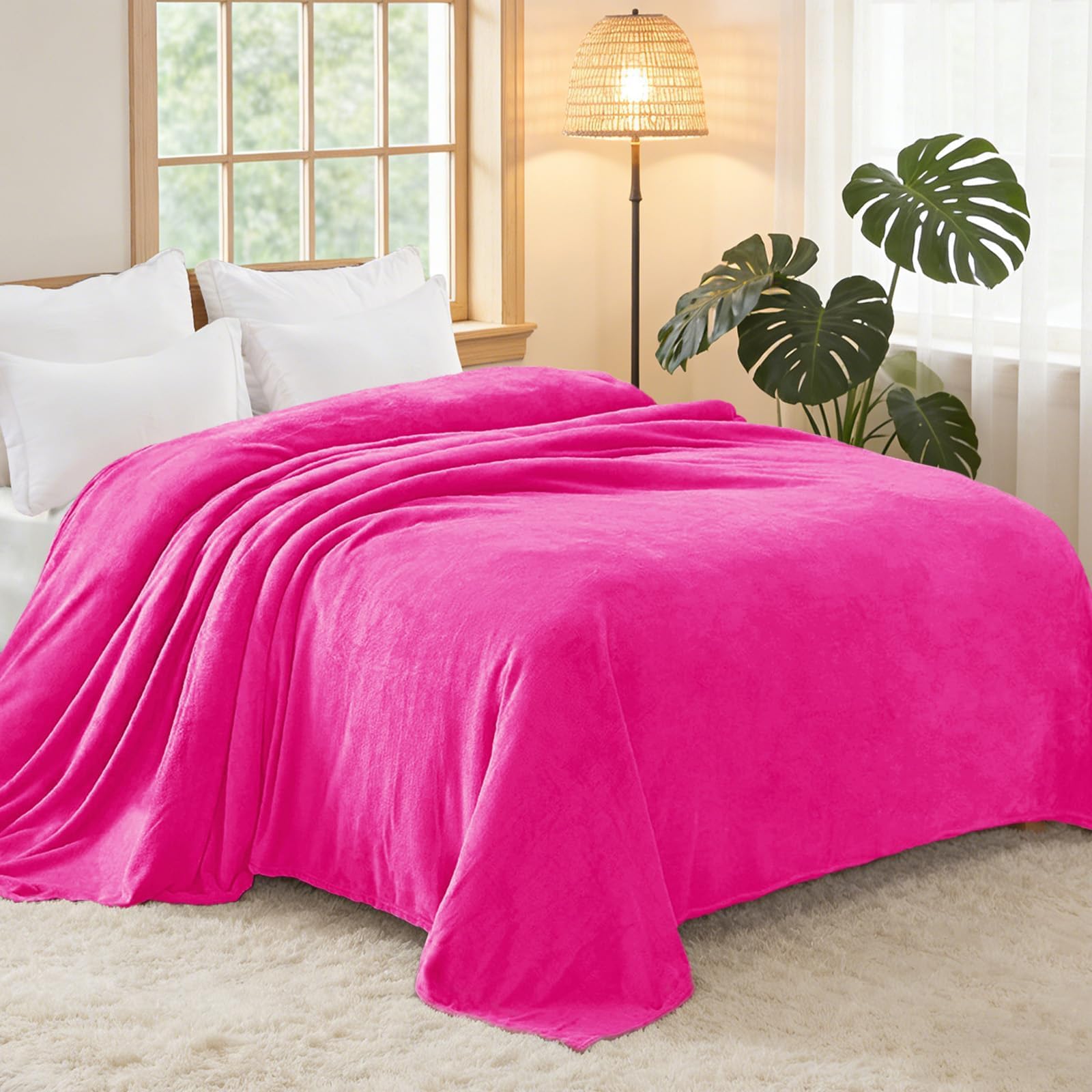 Exclusivo Mezcla Soft Fleece Blanket Queen Size for Bed, Hot Pink