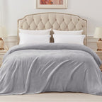 Exclusivo Mezcla Fleece Blanket Cal King Size for Bed, Super Soft and Warm, All Season, Cozy, Plush, Lightweight, 120x120 Inches, Light Grey