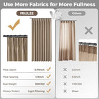 MIULEE Pinch Pleated Thick Linen Curtains 84 Inches Long 2 Panels for Living Room Bedroom, Memory Trained Pleat Drapes Back Tab Light Filtering Country Farmhouse Brown Burlap Curtains with Hooks&Rings