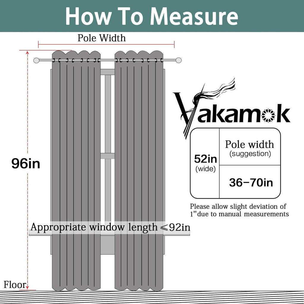 Yakamok Room Darkening Curtains 52x96 inch Length Dark Green-Living Room