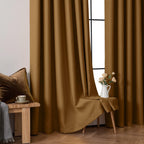 MIULEE Golden Brown Blackout Bedroom Curtains Drapes 84 Inch Long 52"x84"