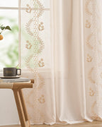 jinchan Floral Linen Curtains 84 Inch Farmhouse Back Tab 2 Panels
