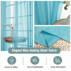Ebesto Sheer Curtains 63 Inch Length 2 Panels, Voile Sheer Curtain for Living Room, Breathable Light Filtering Modern Window Treatments, Soft Fabric Dual Rod Pocket Drapes, Aqua, 2x42Wx63L Inches