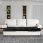 Leather Look Couch Cushion Covers Sofa Seat Slipcovers Sets Couches Furniture Protector for Sectional Armchair Loveseat Pets Kids Stretch Spandex Fabric (3 T-Cushion Sofa, Brown)