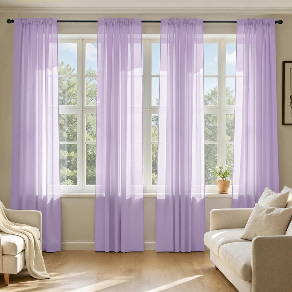 MIULEE Light Purple Sheer Curtains 84 Inches Long 4 Panels 42 x 84 Inches
