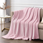 BEDELITE Fleece Throw Blanket for Couch – 3D Ribbed Jacquard Soft and Warm Decorative Fuzzy Blanket – Cozy, Fluffy, Plush Lightweight Cherry Blossom Throw Blankets for Bed, Sofa, 50x60 inches