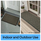 GORILLA GRIP 100% Waterproof All-Season WeatherMAX Doormat 35x23, US Designed Natural Rubber, Stain and Fade Resistant, Low Profile Indoor Outdoor Door Mats, Easy Clean Patio Mat, Slate Geometric