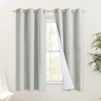 NICETOWN Grey 100% Blackout Curtain Panels, Set of 2, 34" Wide by 60" Long, Thermal Insulated White Thermal Insulated Liner Drapes for Nursery, Noise Reducing and Heat Blocking Drapes for Windows