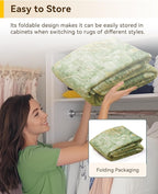 RELEANY Washable Area Rug, 5'x7', Green/Yellow