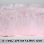 duduta Pastel Pink Rug Faux Sheepskin Fur 2x3 ft, Fluffy Shag Throw Rugs for Girls Bedroom Kids Room Nursery Chair Cover Non Slip