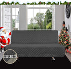 Easy-Going Futon Sofa Slipcover Reversible Sofa Cover Armless Cover Furniture Protector Couch Cover Water Resistant Pets, Kids, Children, Dog, Cat Darkgray/Beige