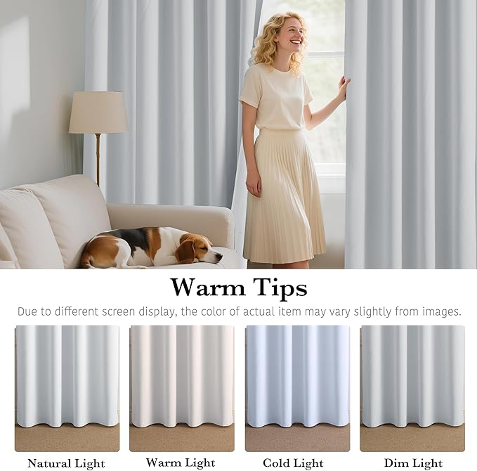 RYB HOME Short White 100% Blackout Curtains for Small Window