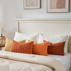 Fancy Homi 4 Packs Decorative Throw Pillow Covers for Living Room Couch Bed, Modern Farmhouse Boho Home Décor Accent Cushion Case, 24" x 12", Burnt Orange Series