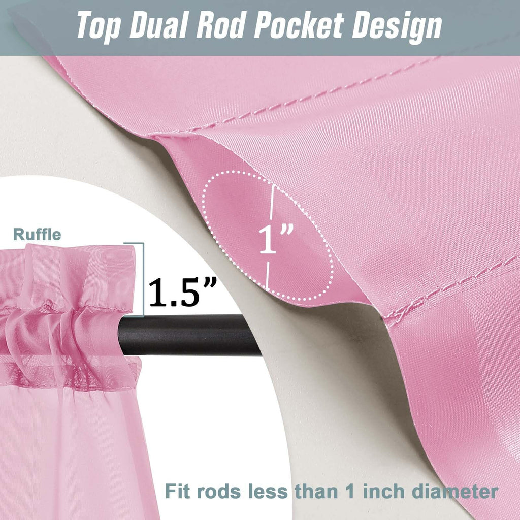 Ebesto Light Pink Window Sheer Curtains 54 inch Length, Soft Airy Light Filtering Sheer Curtain 2 Panels Set, Dual Rod Pocket Gauze Drapes for Living Room Bedroom, 2x42Wx54L Inches