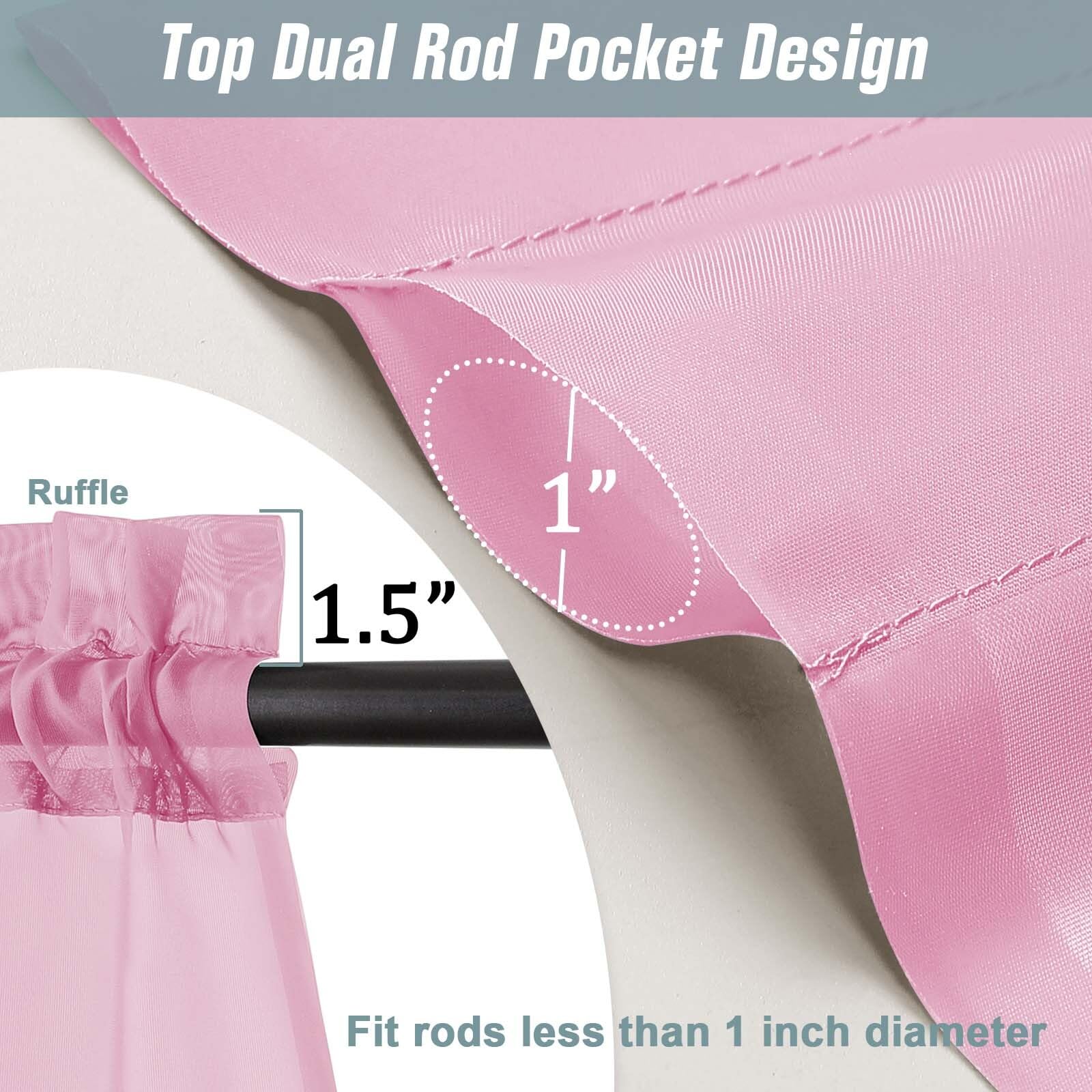 Ebesto Light Pink Window Sheer Curtains 54 inch Length, Soft Airy Light Filtering Sheer Curtain 2 Panels Set, Dual Rod Pocket Gauze Drapes for Living Room Bedroom, 2x42Wx54L Inches