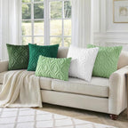 decorUhome Throw Pillow Covers 12x20 Inch Set of 2, Soft Plush Faux Wool Green Solid Couch Pillow Covers, Accent Farmhouse Neutral Rectangle Pillow Cases for Sofa Bed Living Room