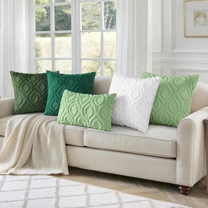 decorUhome Throw Pillow Covers 22x22 Inch Set of 2, Soft Plush Faux Wool Forest Elf Solid Couch Pillow Covers, Accent Euro Sham Farmhouse Neutral Square Pillow Cases for Sofa Bed Living Room