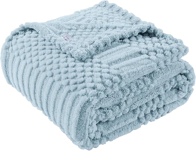 Blue Throw Blanket - Soft & Fluffy Fleece, Cute & Aesthetic, Perfect for Sofa, Couch, Chair, Bed, Living Room & Bedroom, All-Season Use, Plush & Cozy Decorative Blanket 50x60