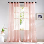 NICETOWN Light Pink Sheer Curtains 96 inches Long, Grommet Voile Sheer Textured Airy & Lightweight Curtains & Drapes Light Filtering for Bedroom/Living Room, W54 x L96, 2 Panels