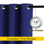 NICETOWN Blackout Window Curtains for Bedroom - Grommet Top Room Darkening Thermal Insulated Solid Vertical Drapes for Flat/Apartment (2 Panels, 46 x 63 Inch, Navy Blue)