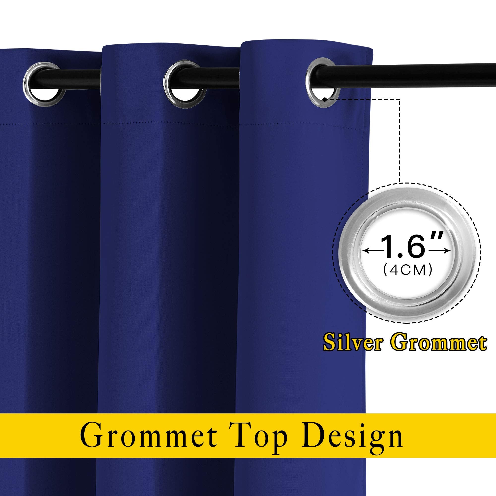 NICETOWN Blackout Curtain Panels 84 - Window Treatment Energy Saving Thermal Insulated Solid Grommet Blackout Drapes for Living Room (Navy Blue， 1 Pair， 52 by 84-Inch)