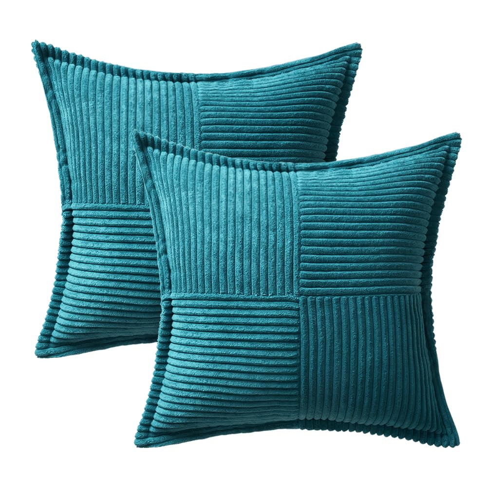 MIULEE Decorative Throw Pillow Covers for Couch 18x18 Inch Teal Blue 2 Pack