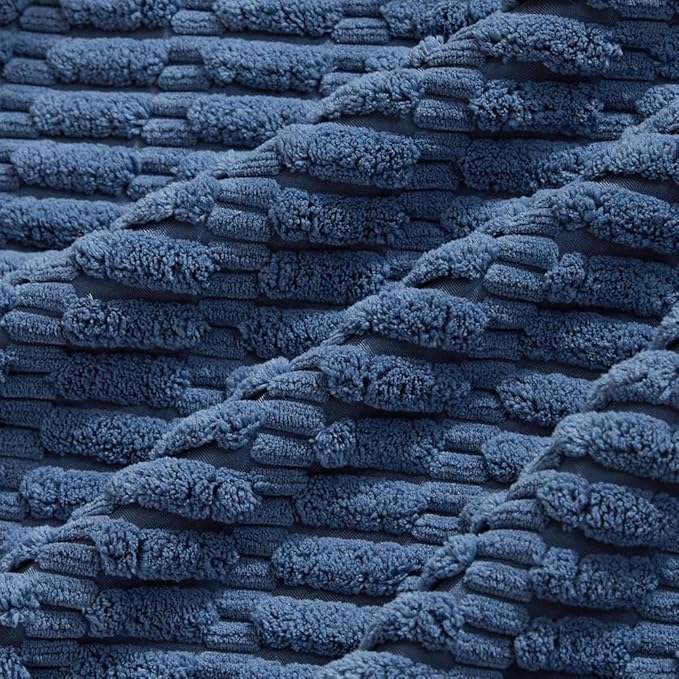 Fancy Homi 4 Packs Dusty Blue Decorative Throw Pillow Covers 14x14 Inch for Living Room Couch Bed Sofa, Rustic Farmhouse Boho Home Decor, Soft Plush Striped Corduroy Square Cushion Case 35x35 cm