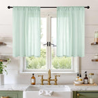 BGment Sage Green Linen Curtains 36 Inch Length for Kitchen Window - Small Drapes Light Filtering for Cafe Bathroom Decorative Lightweight Natural Rustic Rod Pocket, 2 Panels Set, 42 X 36 Inch