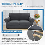 XINEAGE 2026 New 4 Pieces Couch Covers for 3 Cushion Couch Super Stretch Thick Soft Sofa Cover Anti Slip Sofa Slipcover Dogs Cats Furniture Protector (Dark Gray, 71"-91")