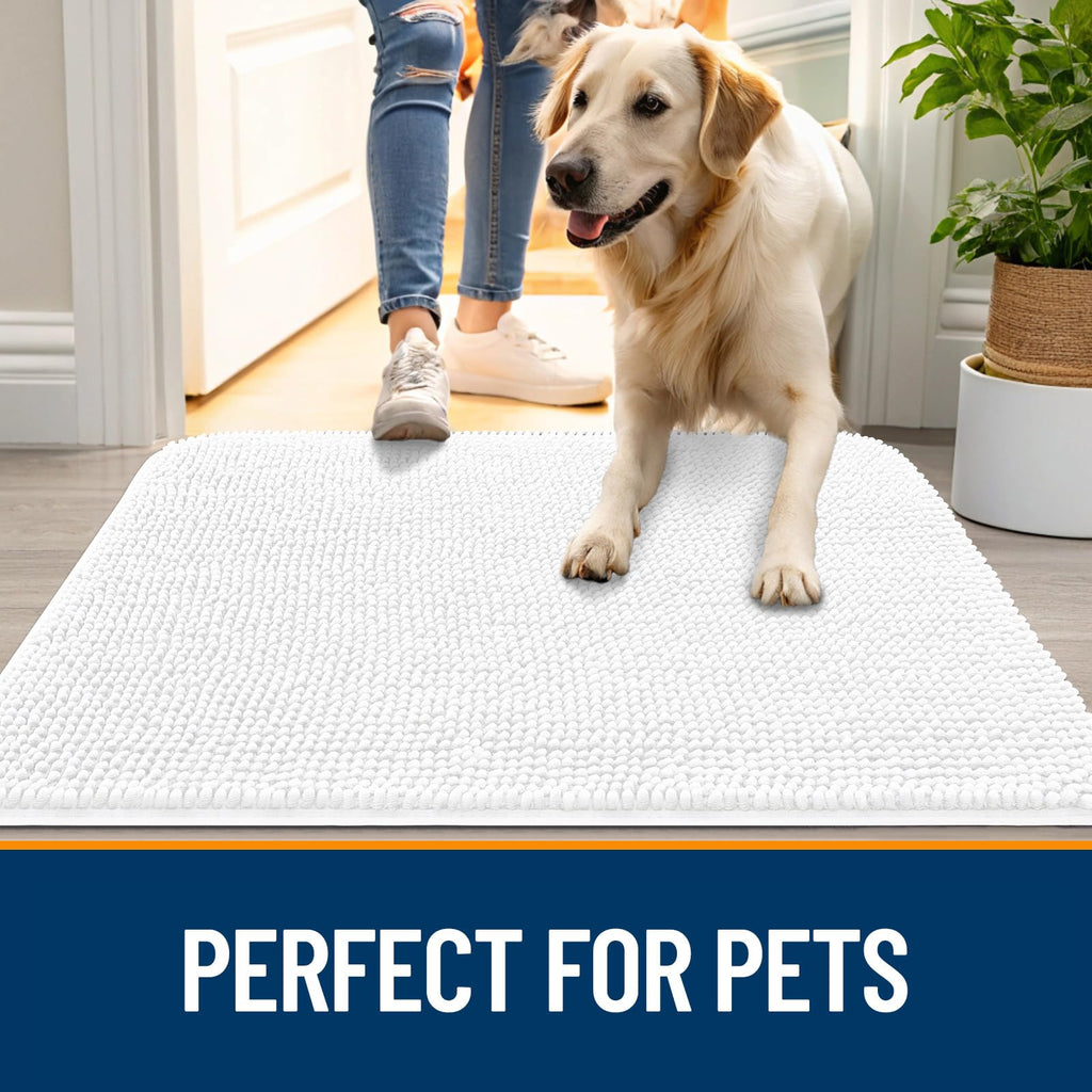 OLANLY Dog Door Mat for Muddy Paws 45x27, Super Absorbent Chenille Mud Mat