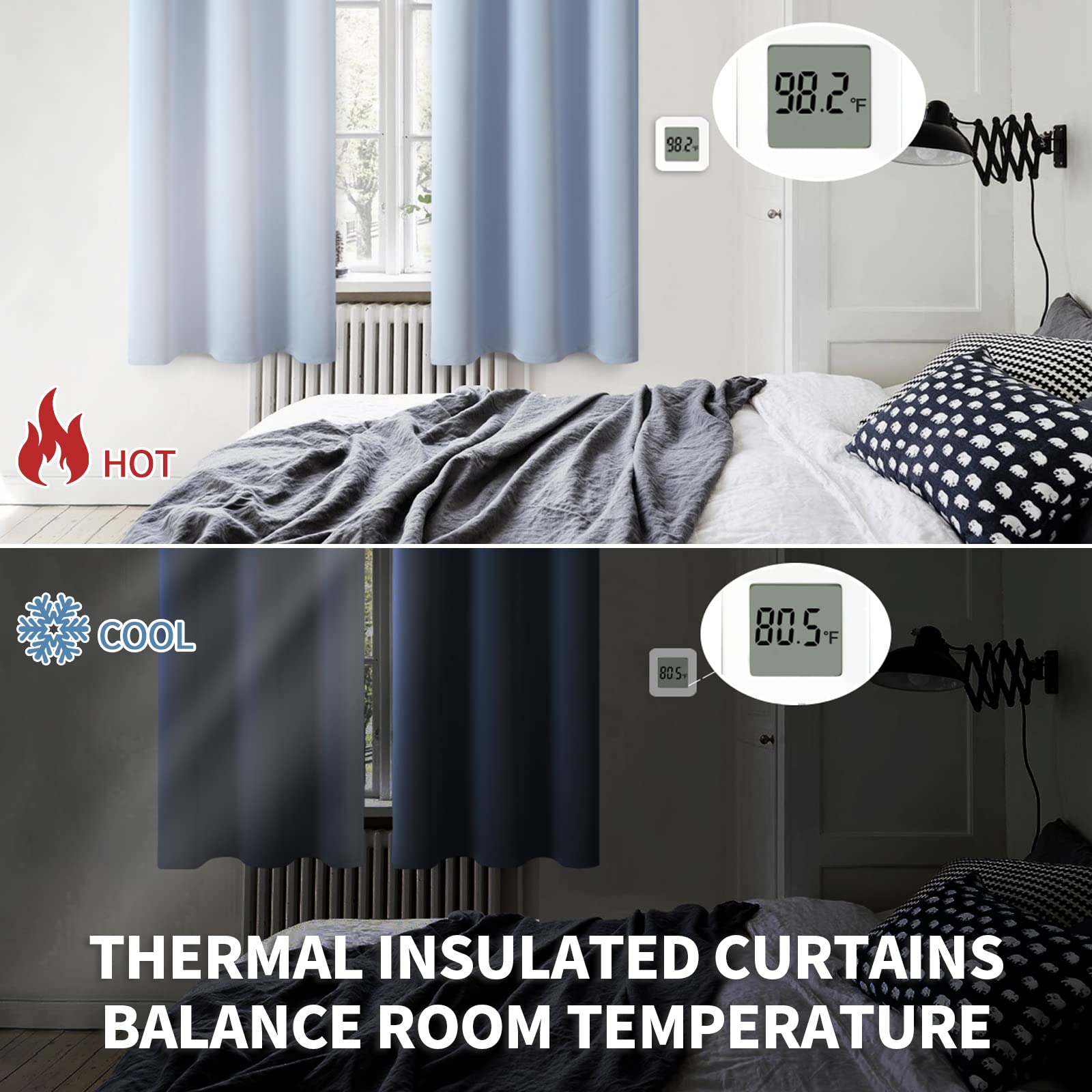 BGment Blackout Curtains for Living Room - Grommet Thermal Insulated Room Darkening Curtains for Bedroom, 2 Panels of 52 x 45 Inch, Spa Blue