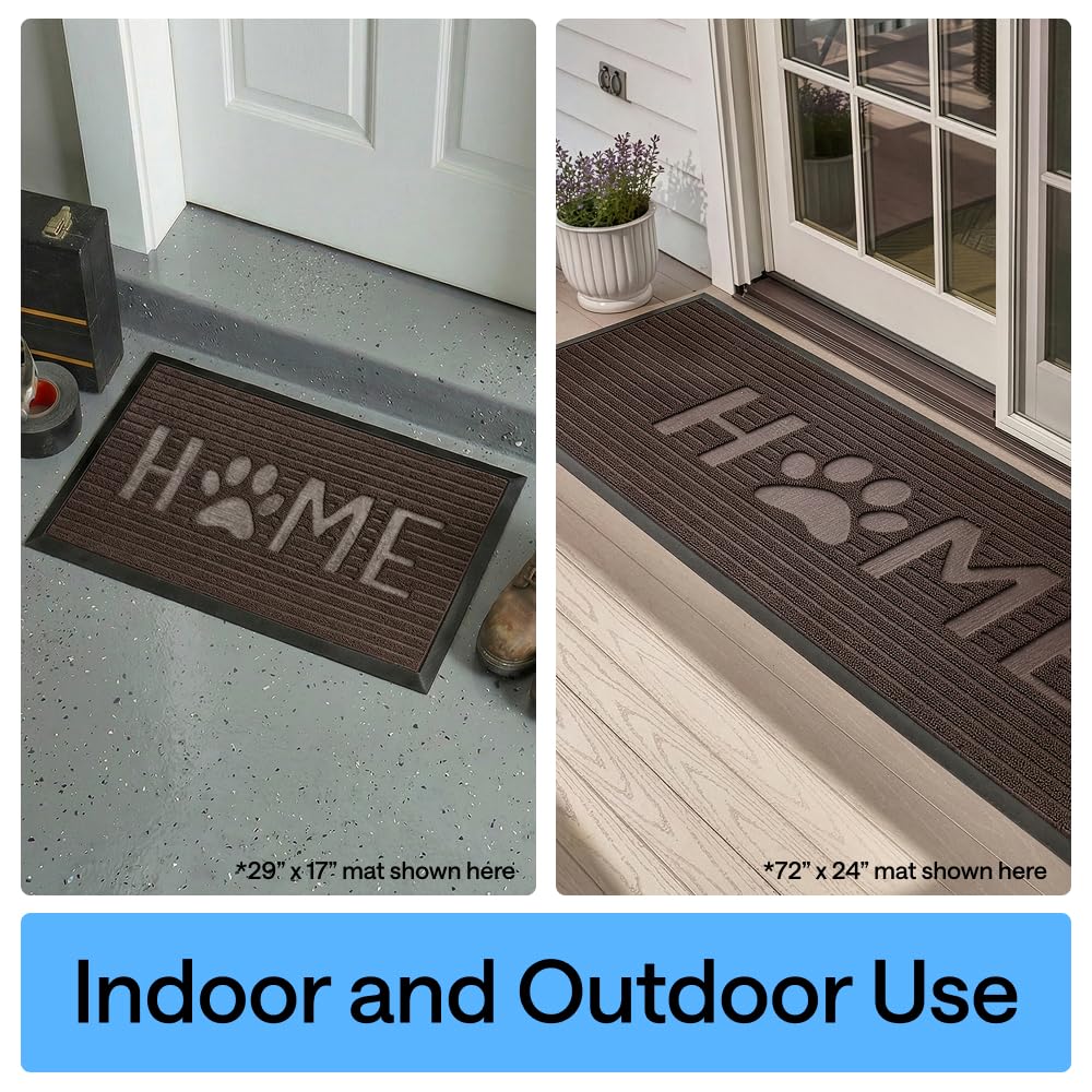GORILLA GRIP 100% Waterproof All-Season WeatherMAX Doormat US Designed Natural Rubber, Stain and Fade Resistant, Low Profile Indoor Outdoor Door Mats, Easy Clean Patio Mat, Espresso Home Paw